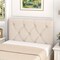 Beige Upholstered Twin Headboard with Adjustable Height, Button Tufted Design